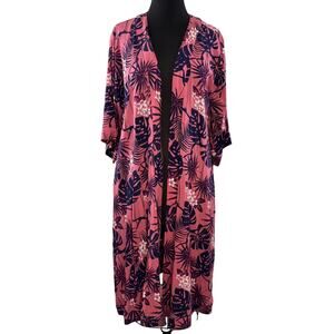 Modcloth x Collectif Sabina Pink Navy Maxi Kimono Feeling Tropicool Size Small S